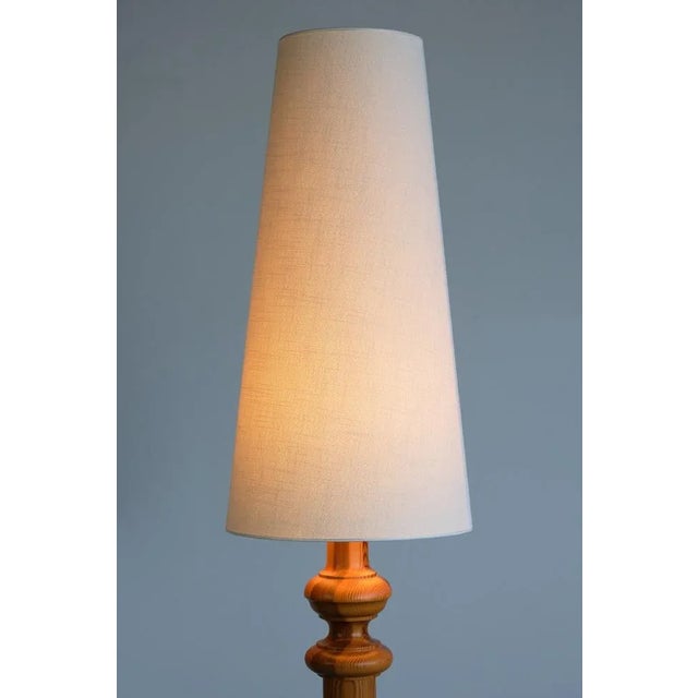 1960s Tall Nybro Armaturfabric Floor Lamp in Pine Wood, Sweden, 1960s For Sale - Image 5 of 13