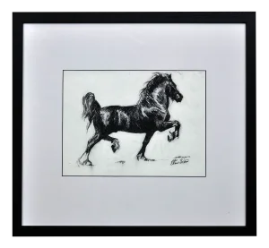 Elin Sian Blake, Black Welsh Cob, Charcoal on Paper
