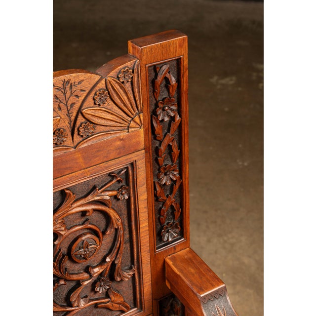 Late 19th-Century Gothic Revival Carved Wood Wainscot Armchair For Sale In Chicago - Image 6 of 12
