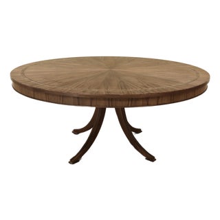 Black Walnut and Brass Inlaid Pedestal Table With Saber Legs by Jonathan Charles For Sale