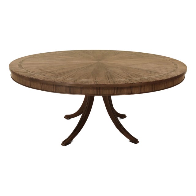 Black Walnut and Brass Inlaid Pedestal Table With Saber Legs by Jonathan Charles For Sale