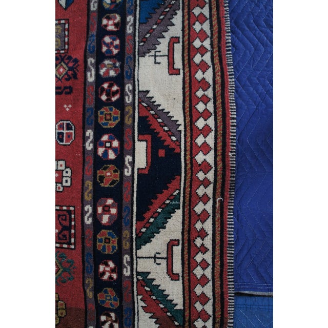 Textile Semi Antique Hand Knotted Tribal Geometric Medallion Wool Area Rug 7' X 9' For Sale - Image 7 of 16
