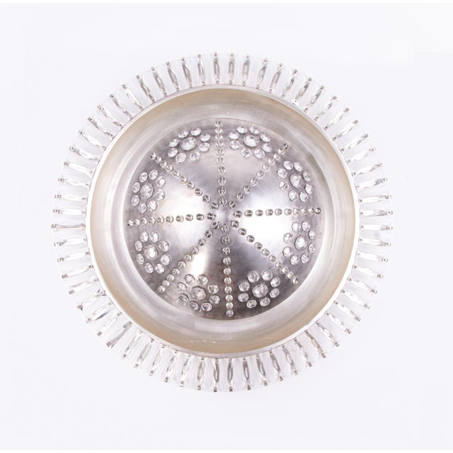 Large French Art Deco Crystal Sunburst Flush Mount Chandelier, 1940s For Sale - Image 3 of 11