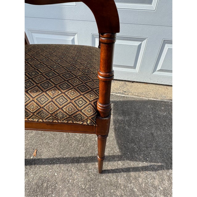 Brown Vintage Fairfield Armchair Traditional Style Geometric Upholstery Wood Frame For Sale - Image 8 of 12