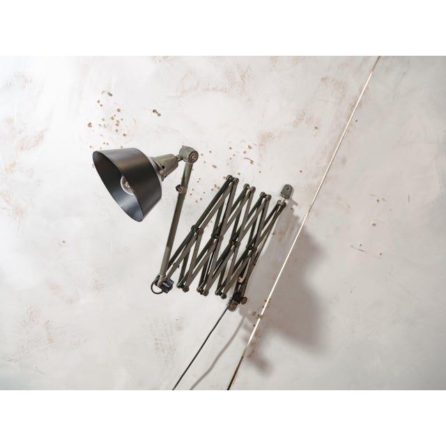 Military Green Midgard Scissor Lamp by Curt Fischer, 1930s For Sale - Image 9 of 15