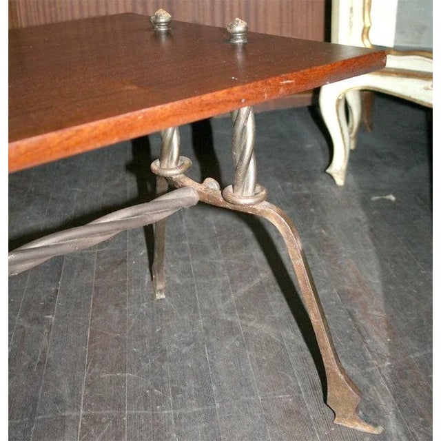 French Wood and Handwrought Iron Side Table For Sale In New York - Image 6 of 11