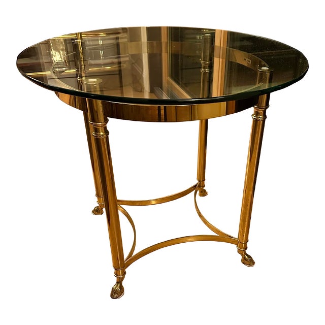 1970s Italian Brass Glass Table For Sale