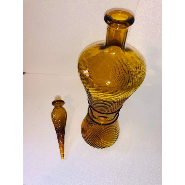 Glass Mid-Century Modern Empoli Genie Gold Decorative Bottle and Topper For Sale - Image 7 of 9