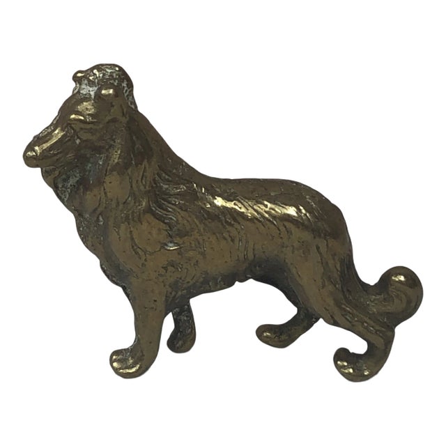 C.1950 Petite English Brass Dog Collie For Sale