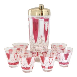 Midcentury Cocktail Set W/ Shaker For Sale