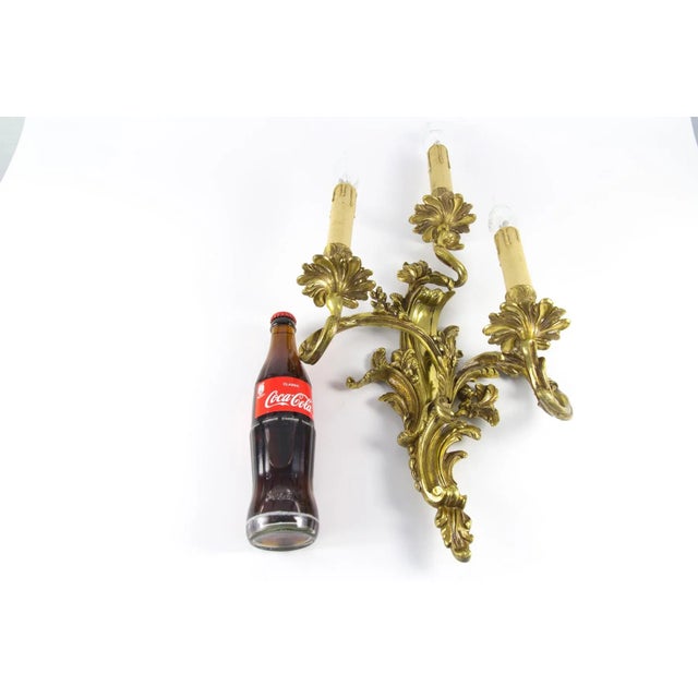 French Gilt Bronze 3-Light Sconce, 1920s For Sale - Image 18 of 18