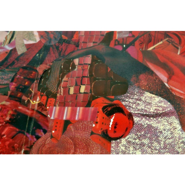 Abstract Collage Art in Tones of Red by Bill Allan, 1990s For Sale - Image 3 of 6