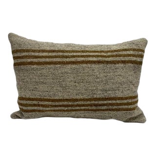 Turkish Hemp Pillow Cushion Natural Beige Brown Pillow Cushion Cover 16" x 24" For Sale