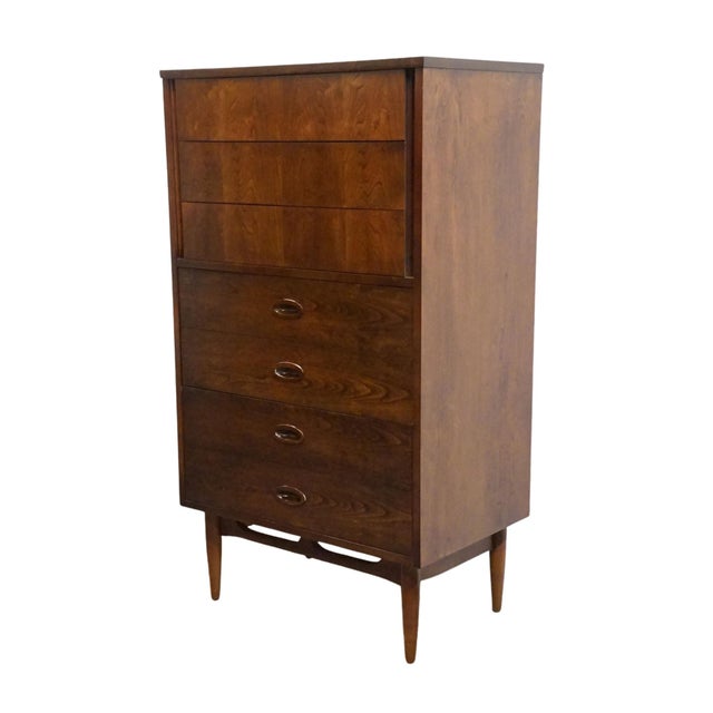 DIXIE FURNITURE Solid Walnut MCM Mid Century Modern 30" Chest of Drawers 6809 52.25" High 30" Wide 18.5" Deep We...