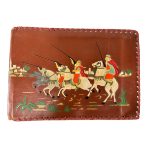 Moroccan Hand-Tooled Leather Photo Album With Fantasia Scene, Circa 1940s