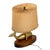 Brass Vintage 1970s Brass Whale Table Lamp W/ Walnut Wood Base & Grasscloth Shade For Sale - Image 8 of 18