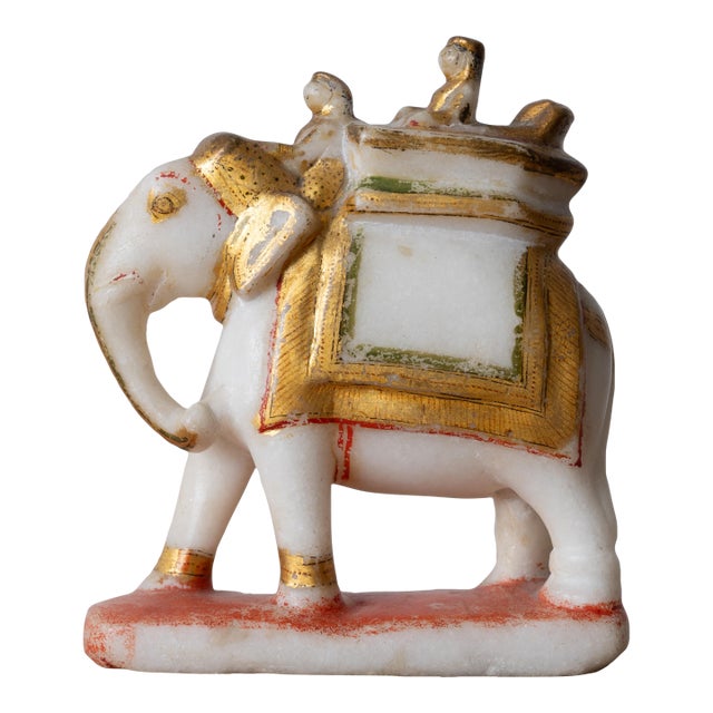 Indian Gilt Alabaster Elephant, 19th Century For Sale