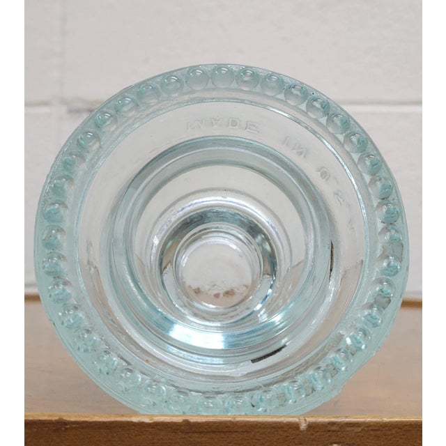 Vintage Hemingray 42 Teal Tinted Glass Insulator For Sale - Image 9 of 11