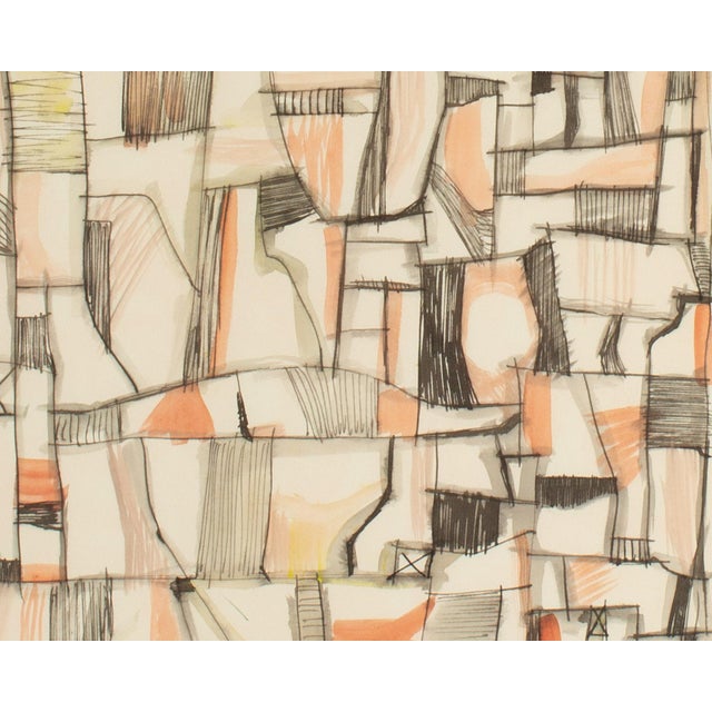 Black Harry Hilson 1961 Abstract Ink and Watercolor Painting For Sale - Image 8 of 8