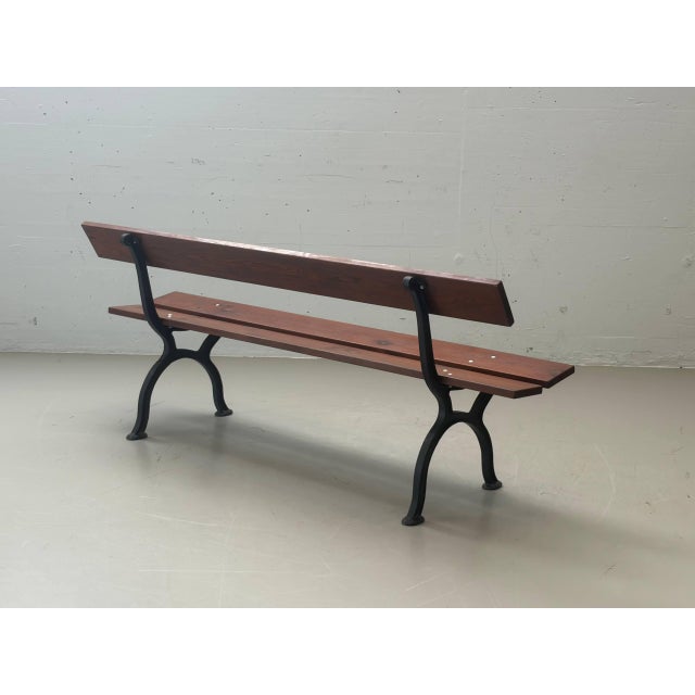Garden Bench with Delicate Cast Iron Frame and Wooden Slats, 1960s For Sale - Image 12 of 18