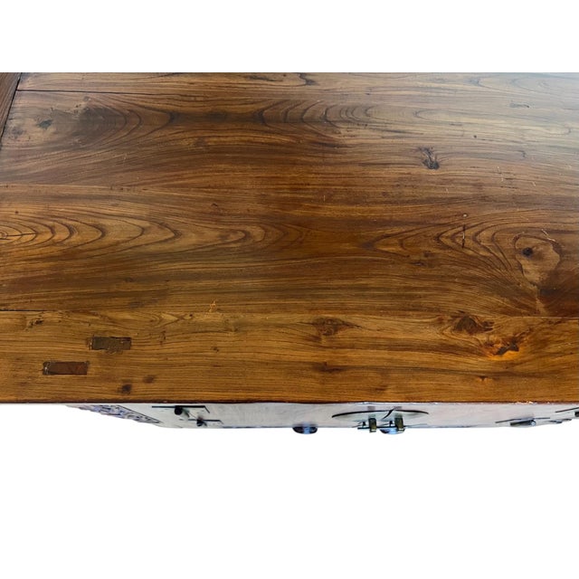 Wood Antique Chinese Carved Elm Wood Altar Cabinet For Sale - Image 7 of 12