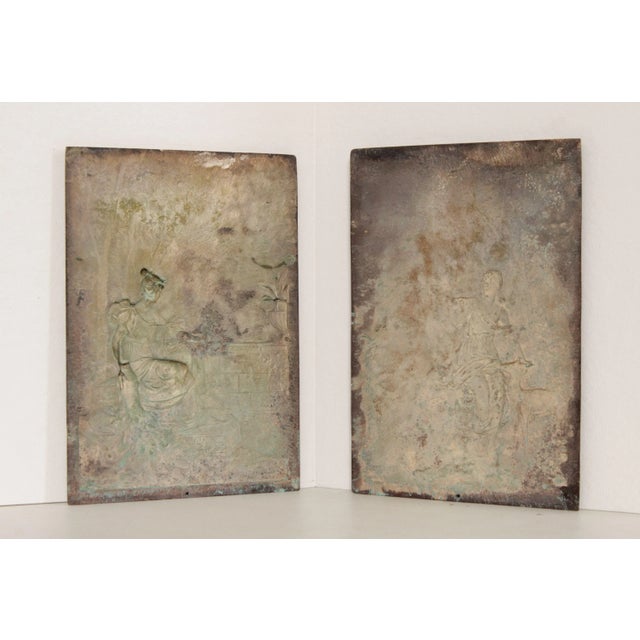 Renaissance Revival Style Silver Plated Metal Relief Plaques - A Pair For Sale - Image 12 of 13