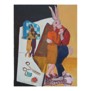 Vintage Surrealist Figurative -- At the Hop by Molly E. Brubaker