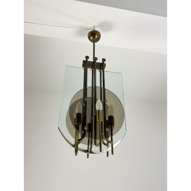 Six-Light Chandelier in Brass and Nile Green Murano Glass, 1960s For Sale - Image 9 of 14
