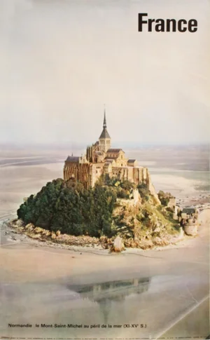 1980's Vintage Travel Poster - France, Mont Saint-Michel