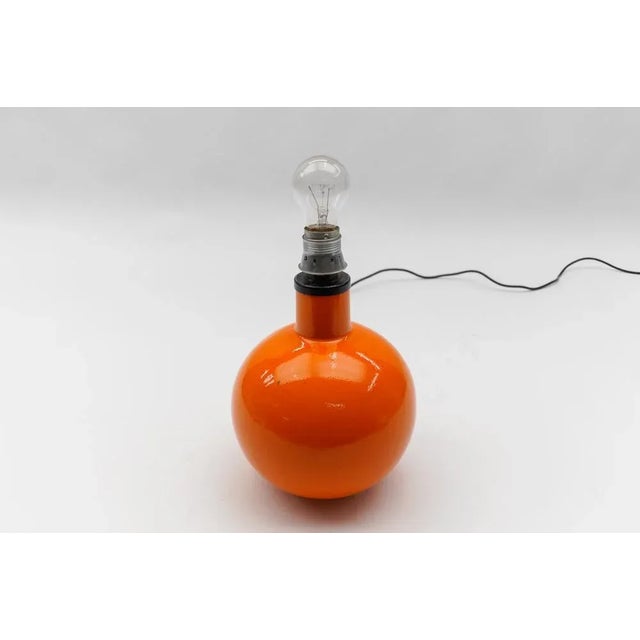 Metal Large Orange Ceramic Ball Table Lamp Base, Italy, 1960s For Sale - Image 7 of 8