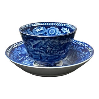 Historical English Staffordshire Tea Cup and Saucer, Circa 1790-1825 For Sale