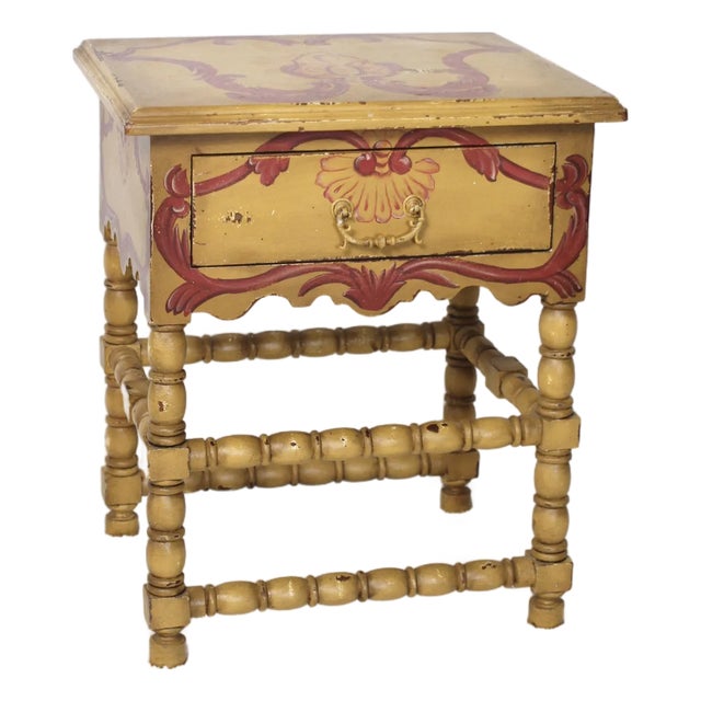 Red and Yellow Handpainted Table From the 1990s by Guildmaster For Sale