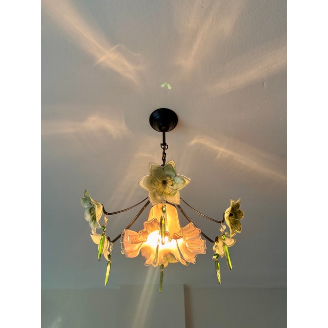 Attribution & Style: Italian Murano Style Period: 1980–1989 Materials: Art Glass, Crystal, Painted Metal Condition:...