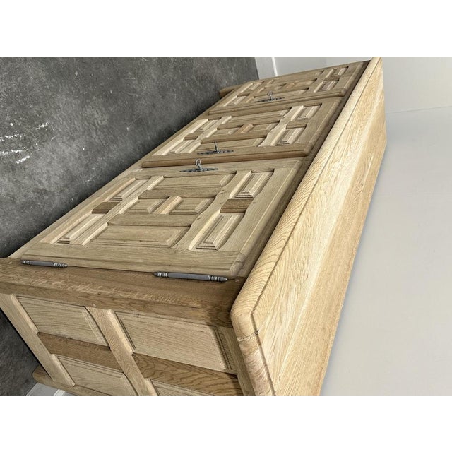 Vintage French White Oak Brutalist Sideboard, France, 1960s For Sale - Image 4 of 15
