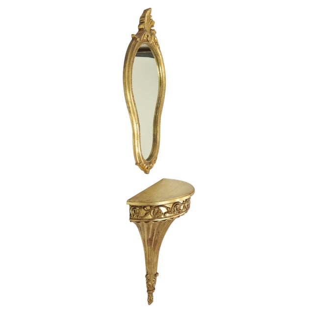 Gilded Baroque Style Mirror with Console, 1960s, Set of 2 For Sale - Image 11 of 18