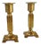 Mid-Century Solid Brass Squared Candlesticks a Pair For Sale