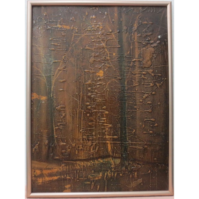 Fantastic abstract painting by listed Beat Era San Francisco artist George Bertuccelli. Oil on canvas. Signed lower left....