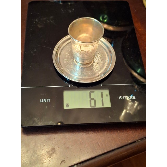 Antique Russian Silver Kiddush Cup and Saucer, Moscow 1880s Judaica Set For Sale - Image 15 of 17