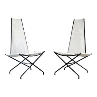 1950s Gunnar Birkerts for Yellen - Modernist Wrought Iron String Lounge Chairs - After Allan Gould For Sale
