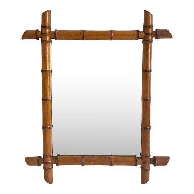 1940s English Faux Bamboo Mirror For Sale