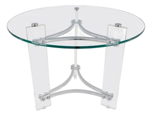 Glass Lucite Chrome Round Center Side Occasional 1970s Two Tier Table MINT!