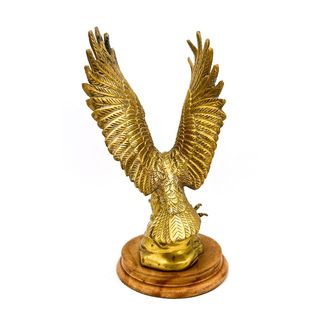 Chelsea House Inc Vintage Brass Eagle Sculpture on Wood Base – Hollywood Regency / Americana Style For Sale - Image 4 of 10