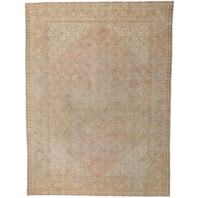 Early 20th Century Antique Persian Tabriz Rug, 08'10 X 09'10 For Sale - Image 9 of 9