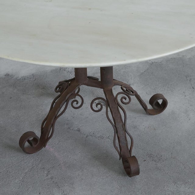 1920s Vintage Art Deco Coffee Table in Wrought Iron and Marble, 1920s For Sale - Image 5 of 13
