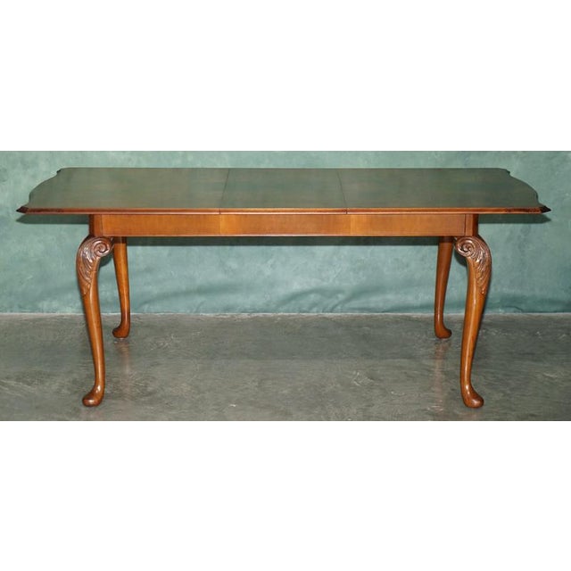 Vintage English Burr and Burl Walnut Extending Dining Table and Chairs, 1940s, Set of 7 For Sale - Image 3 of 18