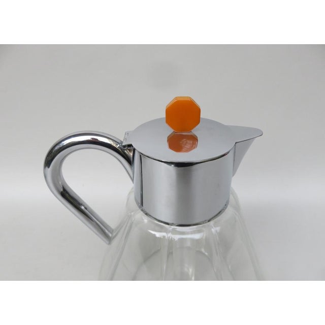 Metal Art Deco Glass and Chrome-Plated Carafe with Ice Insert, 1930s For Sale - Image 7 of 18