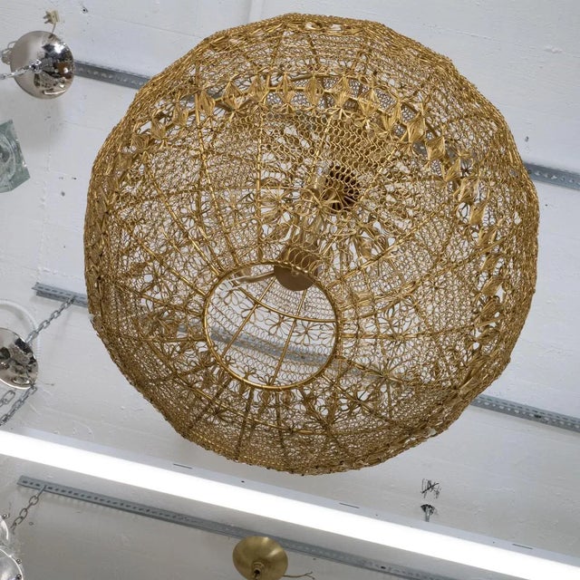 Monumental Wrought Brass Wire Pendant For Sale - Image 10 of 10