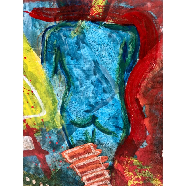 Original oil and acrylic nude by artist Ender Tasci. Primary colors and geometric images enhance this amazing modern...