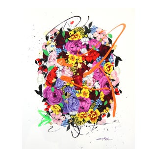 Kelly's Garden VIII - Abstract Color Drenched Floral Sally K Artwork on Paper For Sale