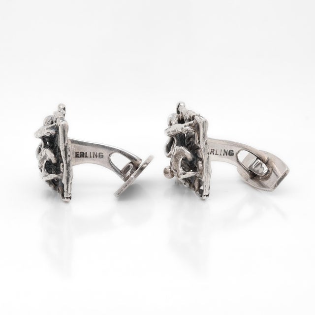 Metal Pair of Signed Aage Weimar Danish Mid-Century Modern Sterling Silver Cufflinks For Sale - Image 7 of 12